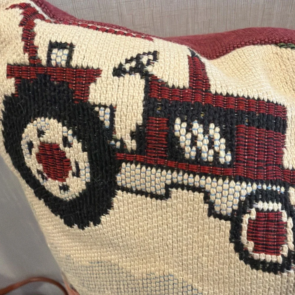 Vtg Farm Scene‎ Tapestry Pillow 15